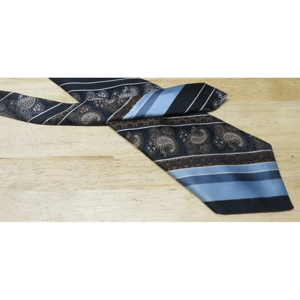 Lily Dache Silk Neck Tie‎ Paisley Striped Multicolor Geometric Silk Necktie Mens